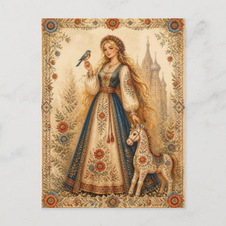 Slawische Folklore Prinzessin Vintage-Illustration Postkarte