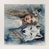 slawische Magie: Das Mädchen und der weiße Wolf Puzzle (Horizontal)