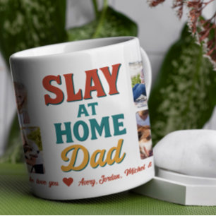 Slay auf Zuhause Vater Personalisiert 8 FotoCollag Kaffeetasse