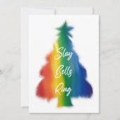 Slay Bells Ring Rainbow Weihnachtsbaum Feiertagskarte (Vorderseite)