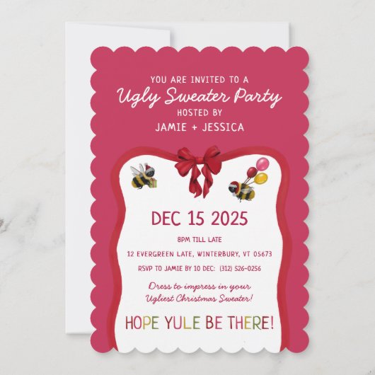 Slay Bells Ringing Ugly Christmas Sweater Party Einladung (Rückseite)