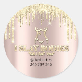 Slay Bodies Logo Kosmetische Bildhauerei Golden Tr Runder Aufkleber