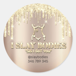Slay Bodies Logo Kosmetische Bildhauerei Rose Gold Runder Aufkleber