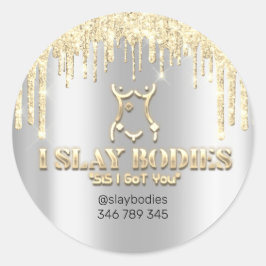 Slay Bodies Logo Kosmetische Bildhauerei Silber Tr Runder Aufkleber