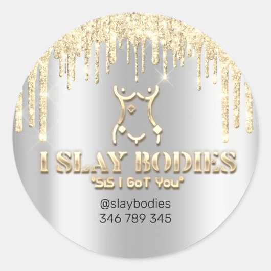 Slay Bodies Logo Kosmetische Bildhauerei Silber Tr Runder Aufkleber (Vorderseite)