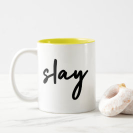 Slay | Modernes Minimalistisches Trendy Stilvolles Zweifarbige Tasse