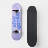 Slay Queen Pastel Blue Groovy Moderne Typografie Skateboard (Vorderseite)