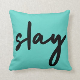 Slay | Trendy Stylish Modern Minimalistisch Cyan G Kissen