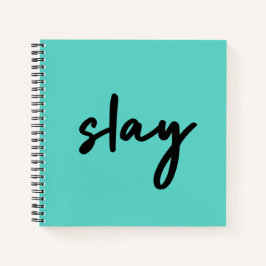 Slay | Trendy Stylish Modern Minimalistisch Cyan G Notizblock