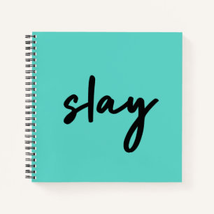 Slay   Trendy Stylish Modern Minimalistisch Cyan G Notizblock