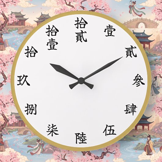 Slayer-Style Kanji Calligraphy Numeral Wall Clock Große Wanduhr