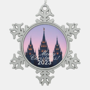 SLC Temple Weihnachten Schneeflocken Zinn-Ornament