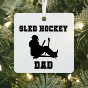 Sled Hockey Vater Weihnachten Ornament Aus Metall