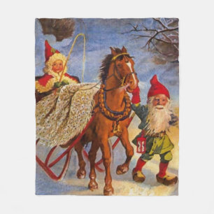 "Sled Ride at Night" von Jenny Nystrom Fleecedecke