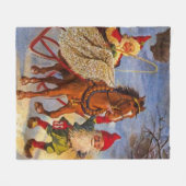 "Sled Ride at Night" von Jenny Nystrom Fleecedecke (Vorderseite (Horizontal))