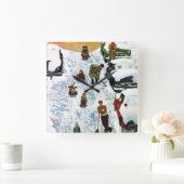Sledding and Digging Out Quadratische Wanduhr (Zuhause)