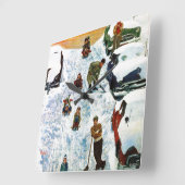 Sledding and Digging Out Quadratische Wanduhr (Winkel)