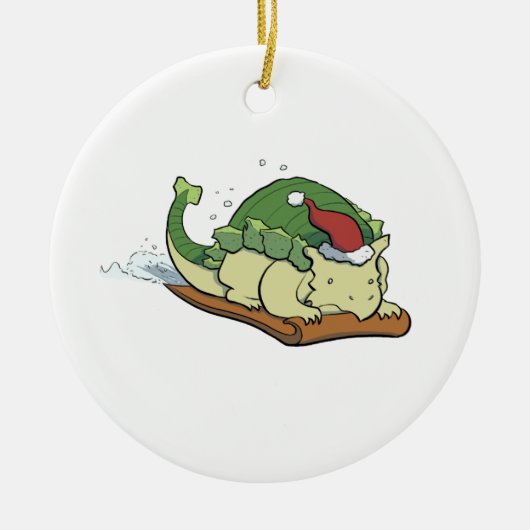 Sledding Ankylosaurus-Verzierung Keramik Ornament (Vorne)