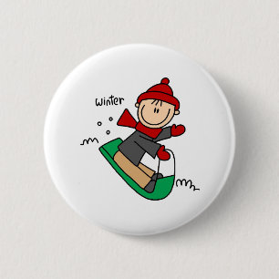 Sledding den Winter-Schnee-Knopf Button