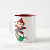 Sledding die Winter-Schnee-Tasse Zweifarbige Tasse (Vorderseite Links)