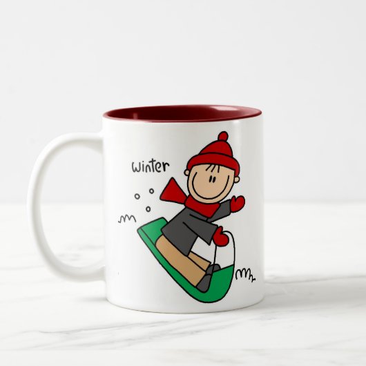 Sledding die Winter-Schnee-Tasse Zweifarbige Tasse (Links)