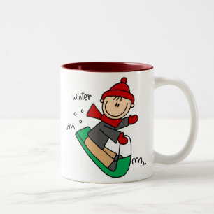 Sledding die Winter-Schnee-Tasse Zweifarbige Tasse
