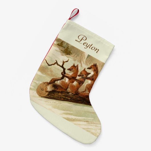 Sledding Fuchs-personalisierter WeihnachtsStrumpf Kleiner Weihnachtsstrumpf (Vorderansicht (hängend))
