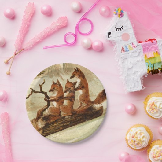 Sledding Fuchs-Vintages Weihnachtspapierplatte Pappteller (Party)