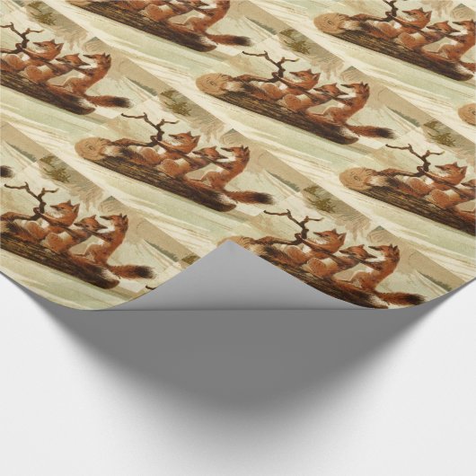 Sledding Füchse Geschenkpapier (Ecke)
