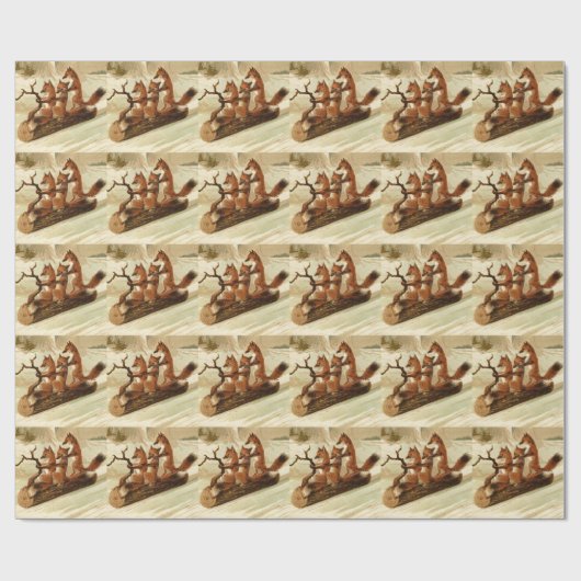 Sledding Füchse Geschenkpapier (Flach)
