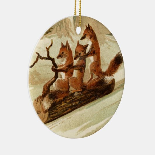 Sledding Füchse Keramik Ornament (Rechts)