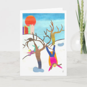 Sledding im Central Park Feiertagskarte