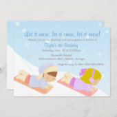 Sledding Kinder und Einladung (Vorne/Hinten)