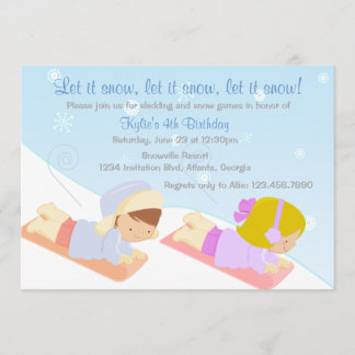 Sledding Kinder und Einladung