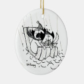 Sledding Möpse Keramikornament (Rechts)