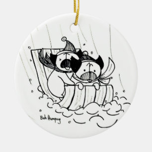 Sledding Möpse Keramikornament