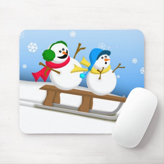 Sledding Schneemänner Mousepad (Mit Mouse)