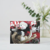 Sledding Snowman Postkarte (Stehend Vorderseite)