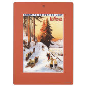 Sledding und Ski fahren an Vosges-Plakat Klemmbrett (Rückseite)