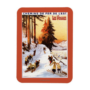 Sledding und Ski fahren an Vosges-Plakat Magnet