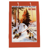 Sledding und Ski fahren an Vosges-Plakat Mittlere Geschenktüte (Vorderseite)