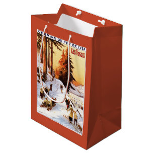Sledding und Ski fahren an Vosges-Plakat Mittlere Geschenktüte