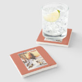 Sledding und Ski fahren an Vosges-Plakat Steinuntersetzer (Seitenansicht)