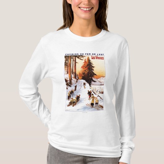 Sledding und Ski fahren an Vosges-Plakat T-Shirt (Vorderseite)