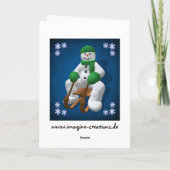 Sledding Vintager Snowman Feiertagskarte (Rückseite)