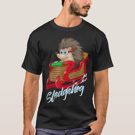 Sledgehog Funny Igel Sleigh Päck Weihnachtsfeier T-Shirt (Vorderseite)