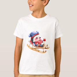 Sledgehog. Weihnachten Niedlicher Igel auf Schlitt T-Shirt
