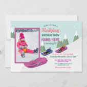 Sledging Birthday Party Slots Snowboard Foto Einladung (Vorderseite)