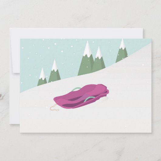 Sledging Birthday Party Slots Snowboard Foto Einladung (Rückseite)