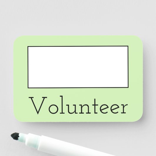 Sleek, aktuelle "Volunteer Name Tag" Namensschild (Beispiel)